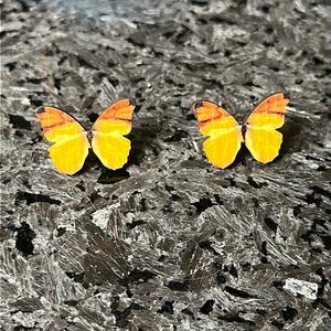 Yellow butterfly earrings